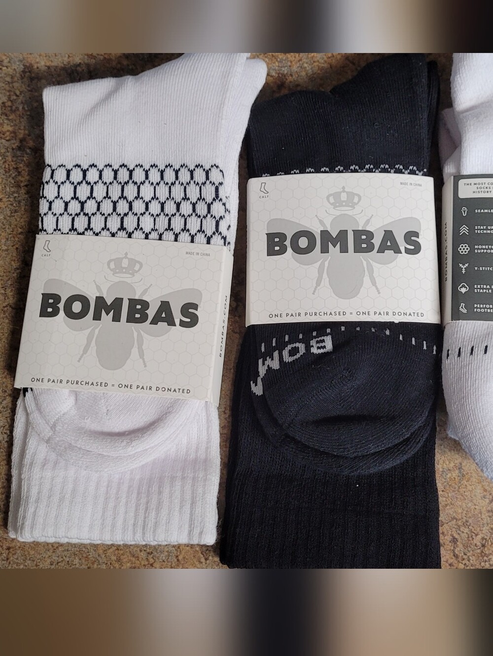 Bombas Men's Crew Socks - White & Black 3 Pairs For One Price